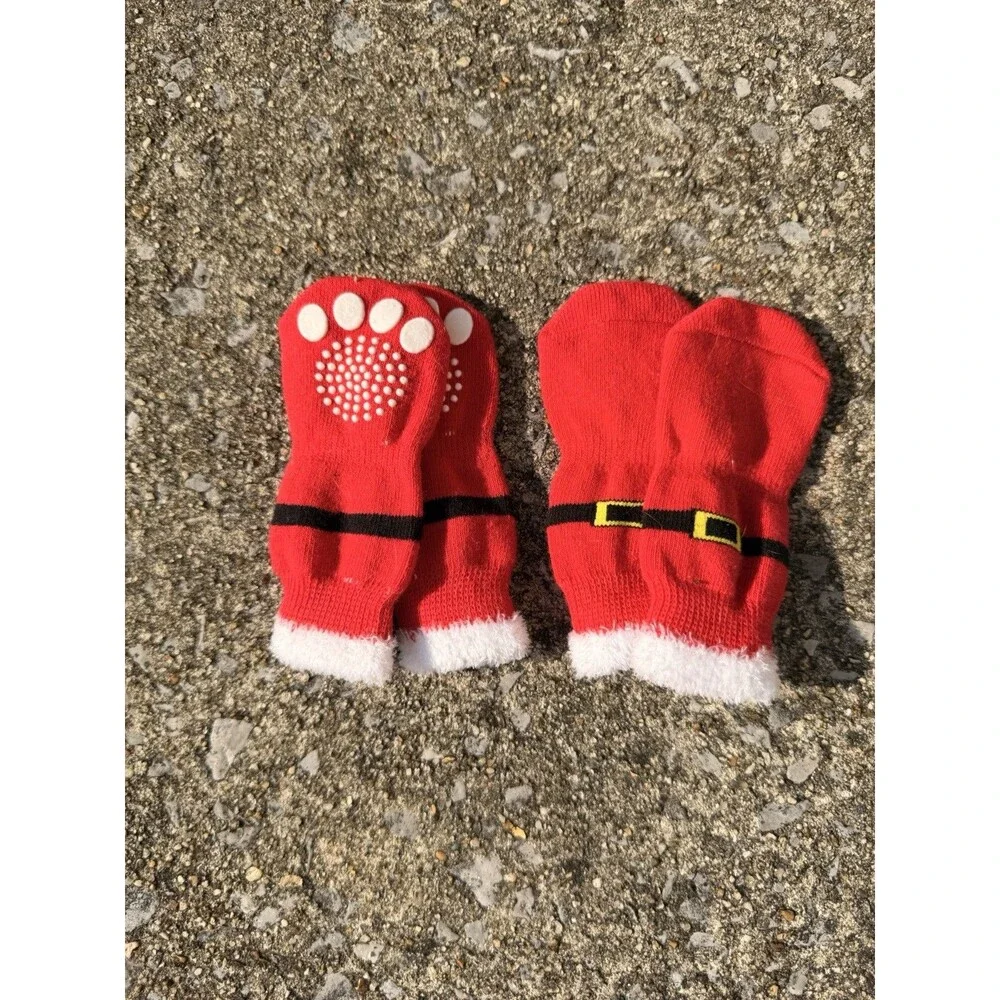 Pup Crew Santa Paws Holiday Dog Socks - Non-Skid - Size Small